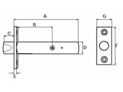 DX Insteekgrendel met sluitplaat drb3025scp 45X25 MM