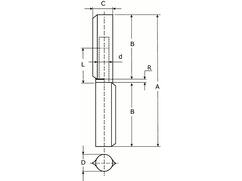DX Aanlaspaumelle stalen pen messing ring 80X13 MM
