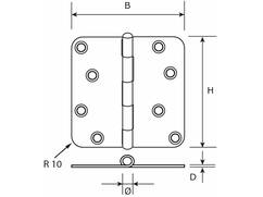 DX Scharnier rond RVS h367-76763003 76X76 MM