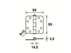 Oxloc Scharnier rond topcoat 89X89/3 MM