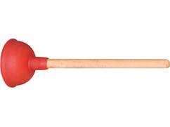 Gootsteenonstopper rood met houten steel 110MM