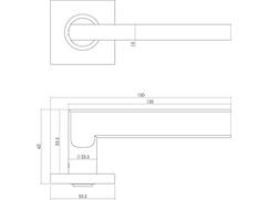 Intersteel Deurkruk op vierkant geveerd rozet RVS Hoek plat 53x8mm