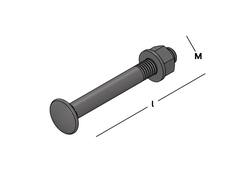 GB Slotbout compleet zwart M8X70MM