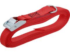 Kelfort Spanband rood met klemgesp en D-ring 25 mm X6,0 meter