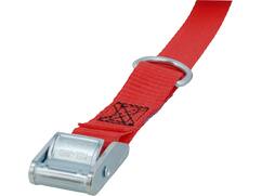 Kelfort Spanband rood met klemgesp en D-ring 25 mm X6,0 meter