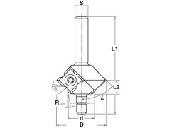TRASCO Keermesfase-/afrondfrees met lager HM 45GR./R1/R2/R3 8 MM