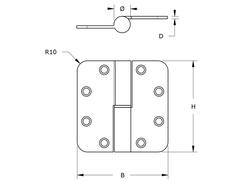 DX VH kogelpaumelle rond DIN rechts verzink staal verzinkt 89X89 MM