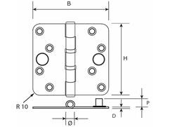 DX VH kogelscharnier doorgezet rond verzink staal verzinkt 89X89 MM