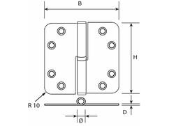 DX Kogelpaumelle rond DIN rechts RVS ronde hoeken / skg***/rechts 89X89
