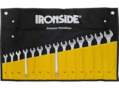 Ironside Ring-steeksleutelset chroom in foudraal 12+2-delig