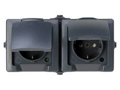 Kopp WCD horizontaal Nautic antraciet IP44 2-voudig