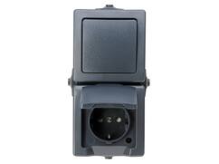 Kopp WCD combi verticaal Nautic antraciet IP44 2-voudig