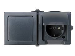 Kopp WCD combi horizontaal Nautic antraciet IP44 2-voudig