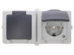 Kopp WCD horizontaal Nautic grijs IP44 2-voudig