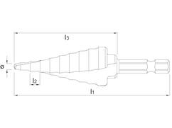 Phantom Plaatboor getrapt Ergo Step HSS TiN zeskant 44.125 6-30 MM